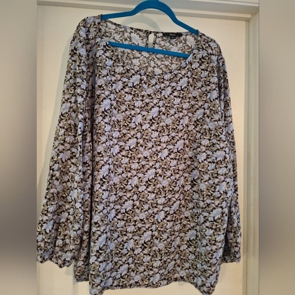Women's Plus Size 26 Floral‎ Print Long Sleeve Blouse Ellos 4X - Picture 1 of 6